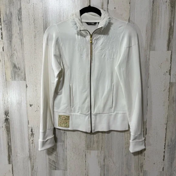 Ecko Unlimited Vintage Women's White and Blue Jean Jacket - Picture 8 of 15